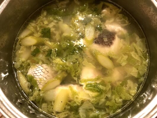 鯛スープ調理過程